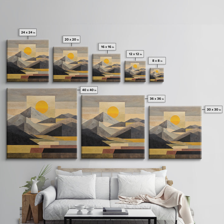 Thin Line Mountain Framed Canvas Print, Minimalist Art, Fine Art Print, Living Room Decor, Fine Art, Minimal, Wall Decor, MIN-1x1-74