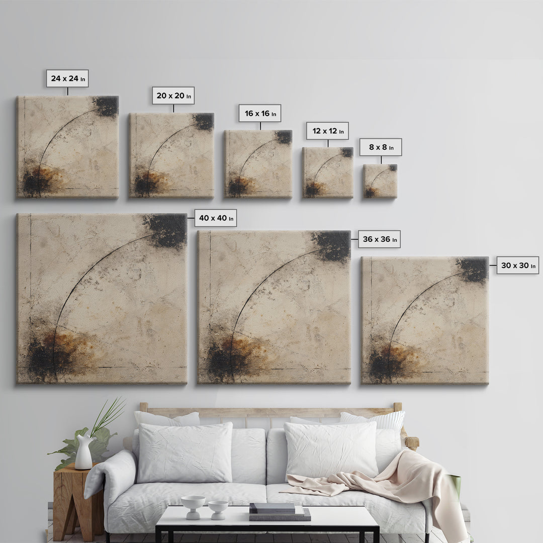 Small Black Bird Crossing White Space Framed Canvas Print, Minimalist Art, Boho Decor, Living Room Decor, Oil Painting, Minimal, MIN-1x1-79
