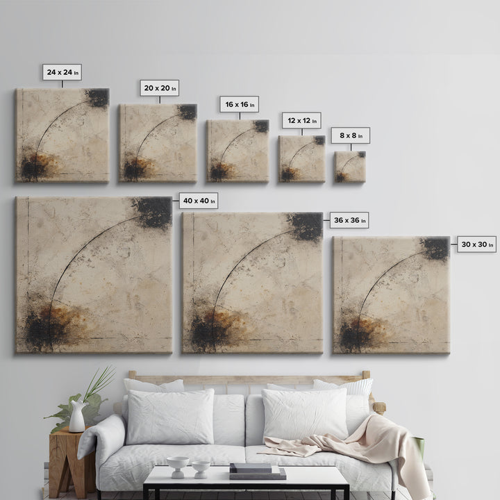 Small Black Bird Crossing White Space Framed Canvas Print, Minimalist Art, Boho Decor, Living Room Decor, Oil Painting, Minimal, MIN-1x1-79