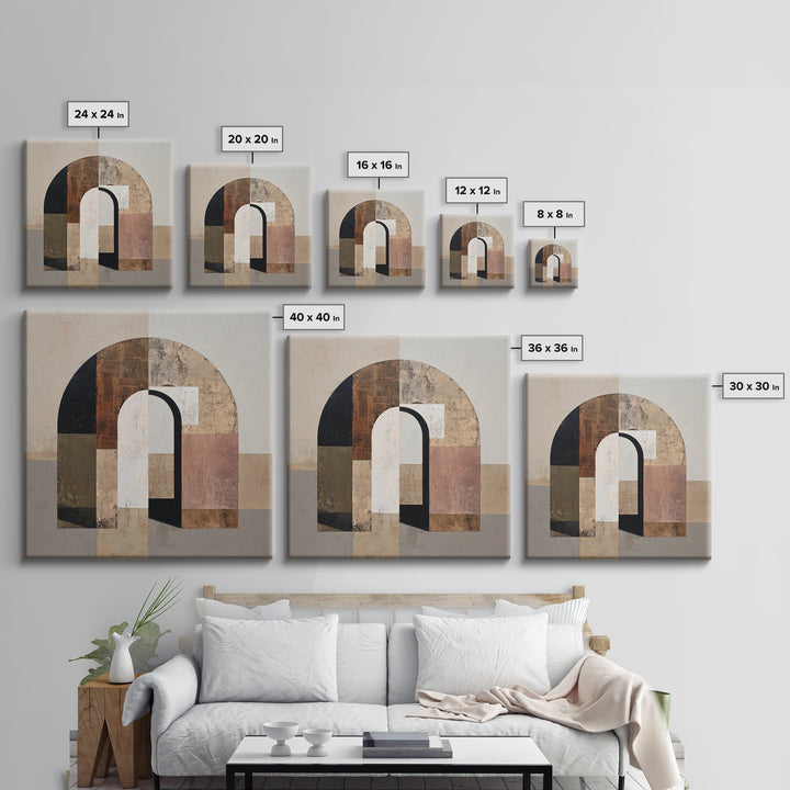 Monochrome Arch and Shadow Composition Framed Canvas Print, Minimalist Art, Fine Art Print, Living Room Decor, Minimal, MIN-1x1-80