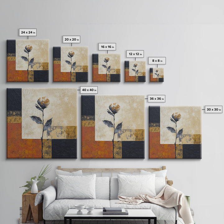 Single Flower Stem Framed Canvas Print, Minimalist Art, Modern Wall Art, Living Room Decor, Fine Art, Minimal, MIN-1x1-84