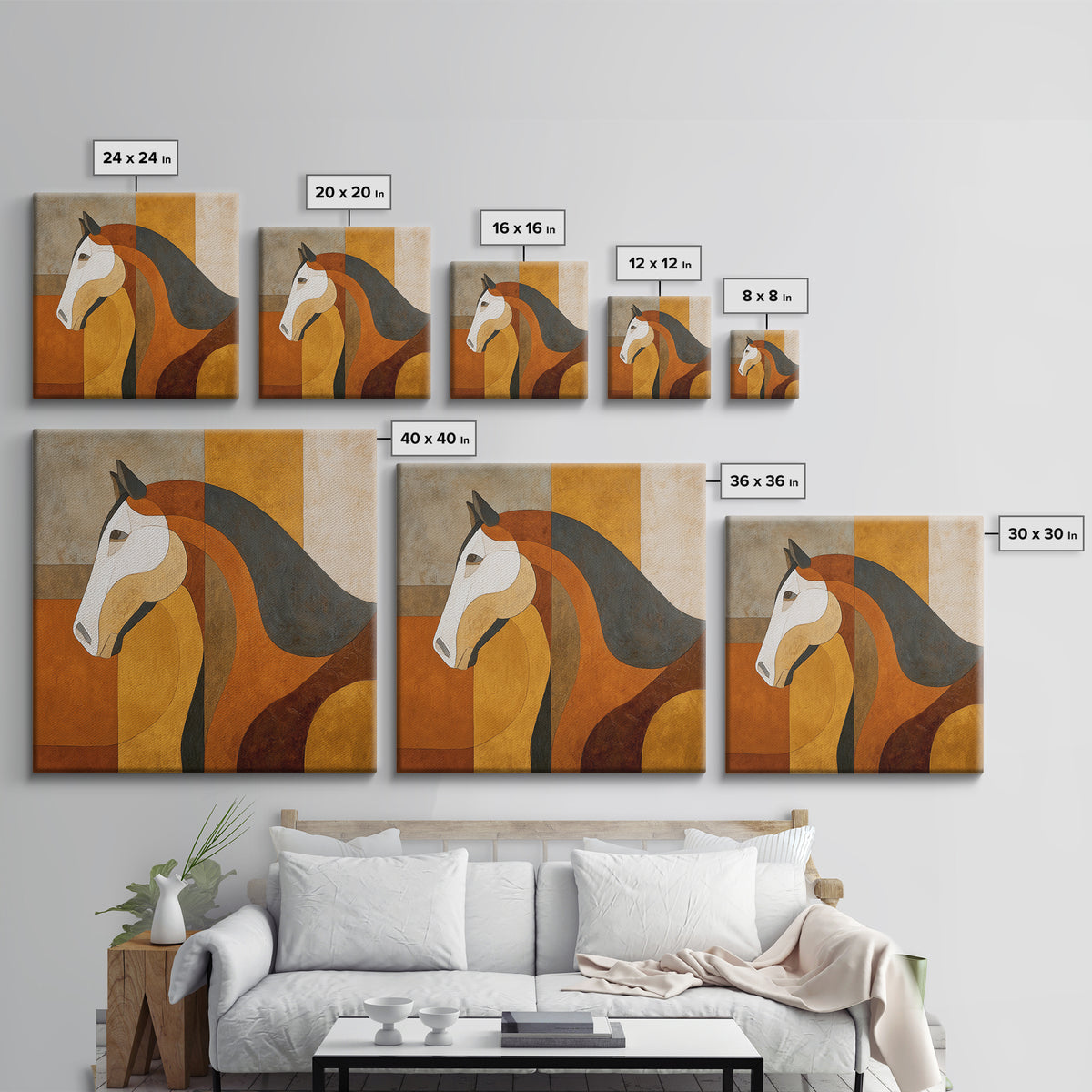 Minimal Horse Contour Canvas Print, Minimalist Art, Neutral Decor, Living Room Decor, Fine Art, Minimal, Home Decor, Poster, MIN-1x1-90