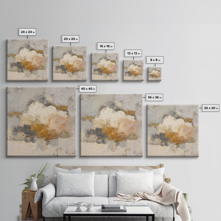 Small Cloud Study Framed Canvas Print, Minimalist Art, Wall Art, Living Room Decor, Oil Painting, Minimal, Large Wall Art, MIN-1x1-93