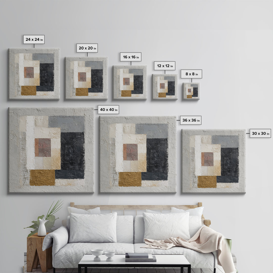 Calm Rectangle Composition Framed Canvas Print, Minimalist Art, Digital Prints, Living Room Decor, Fine Art, Minimal, MIN-1x1-96