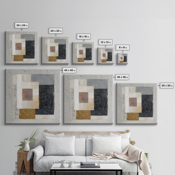 Calm Rectangle Composition Framed Canvas Print, Minimalist Art, Digital Prints, Living Room Decor, Fine Art, Minimal, MIN-1x1-96