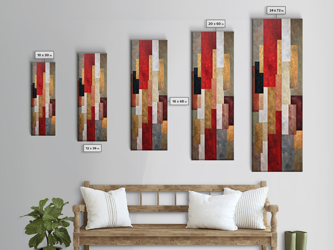 One Red Square Balanced Canvas Print, Minimalist Art, Abstract Painting, Living Room Decor, Fine Art, Minimal, MIN-1x3-22