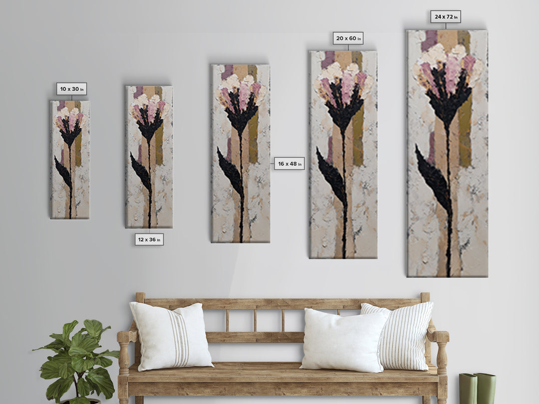 Single Flower Stem Framed Canvas Print, Minimalist Art, Art, Living Room Decor, Oil Painting, Minimal, Canvas Tote Bag, MIN-1x3-24