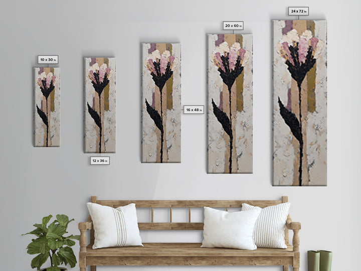 Single Flower Stem Framed Canvas Print, Minimalist Art, Art, Living Room Decor, Oil Painting, Minimal, Canvas Tote Bag, MIN-1x3-24
