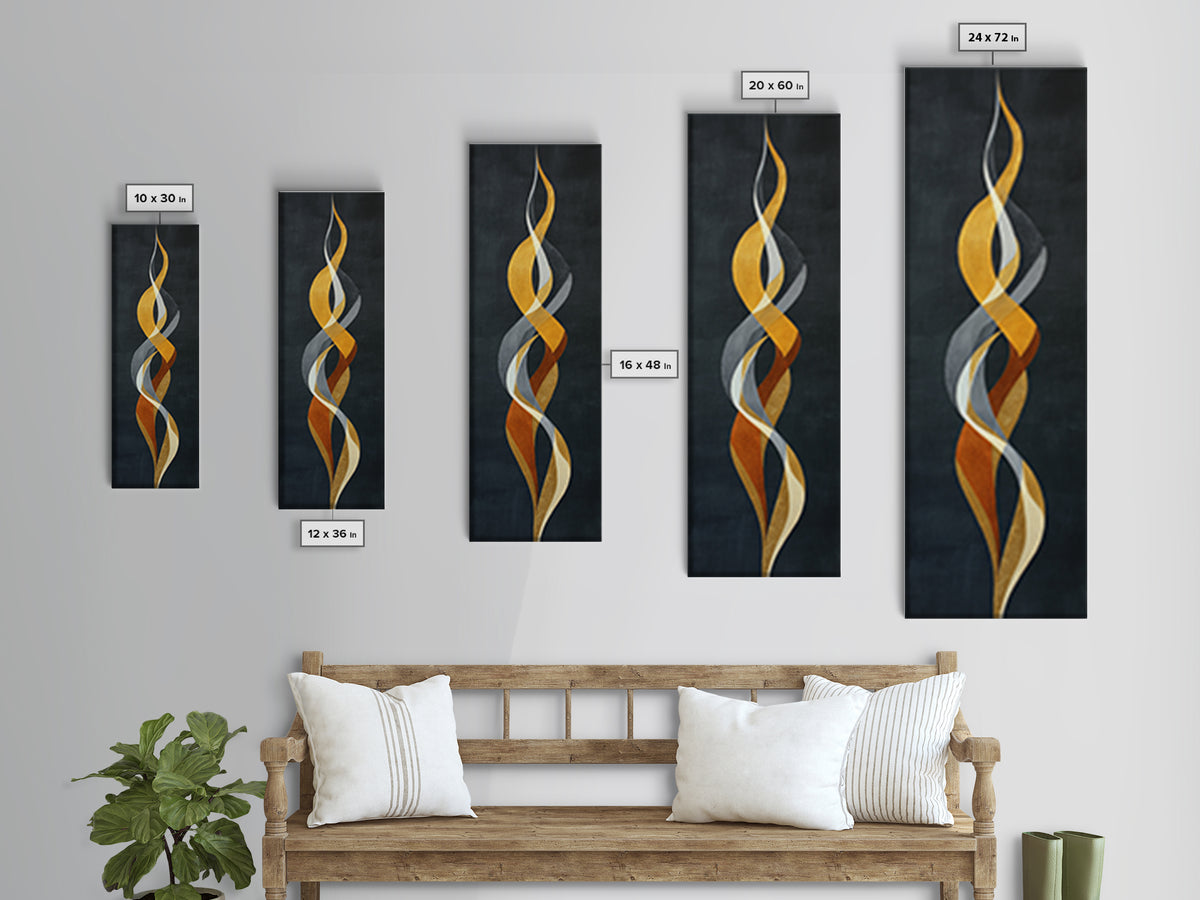 Single Gold Line Curve on Charcoal Framed Canvas Print, Minimalist Art, Living Room Decor, Abstract Art, Minimal, MIN-1x3-29
