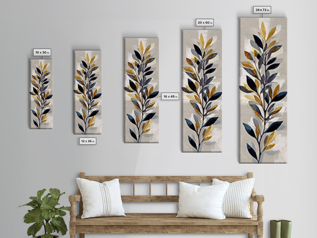 Minimal Branch Silhouette Canvas Print, Minimalist Art, Black Art, Living Room Decor, Oil Painting, Minimal, MIN-1x3-39