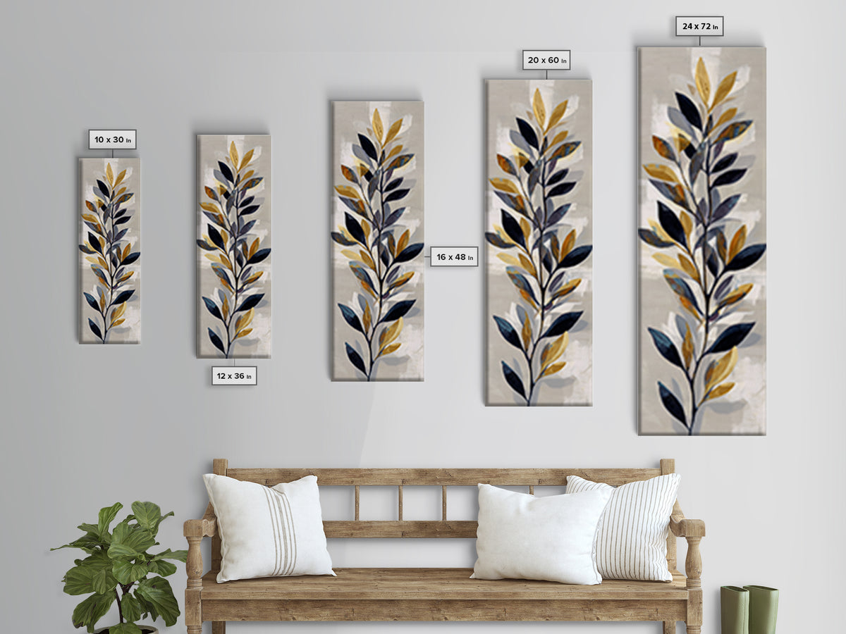 Minimal Branch Silhouette Canvas Print, Minimalist Art, Black Art, Living Room Decor, Oil Painting, Minimal, MIN-1x3-39