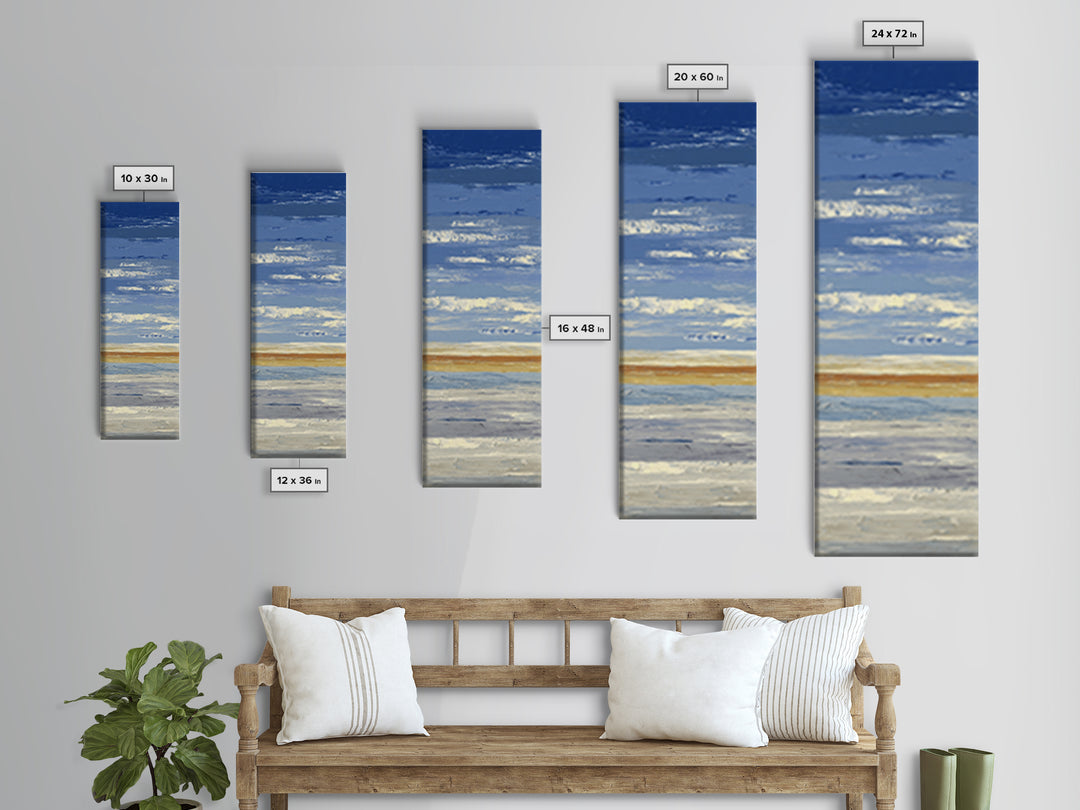 Simple Blue Horizon Canvas Print, Minimalist Art, Neutral Decor, Living Room Decor, Oil Painting, Minimal, Home Decor, MIN-1x3-42