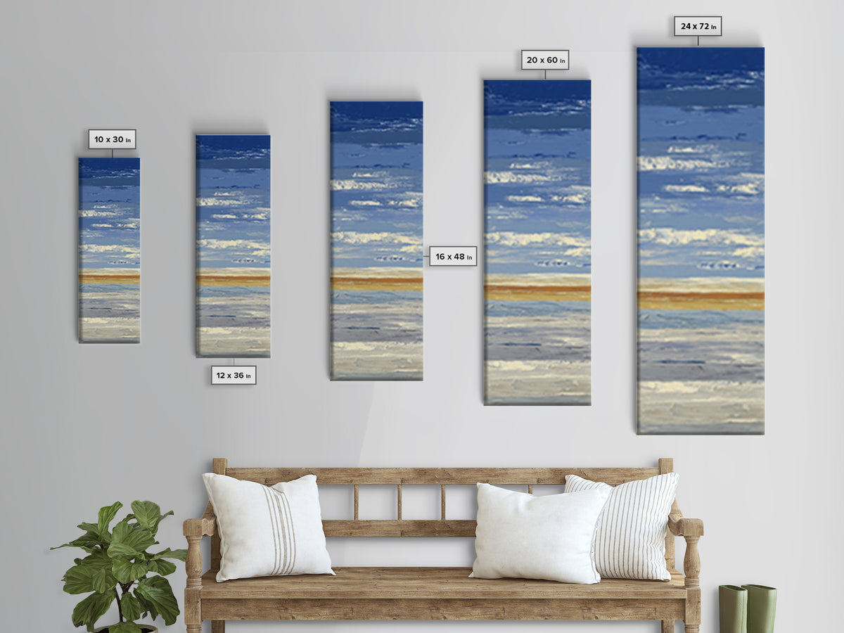 Simple Blue Horizon Canvas Print, Minimalist Art, Neutral Decor, Living Room Decor, Oil Painting, Minimal, Home Decor, MIN-1x3-42