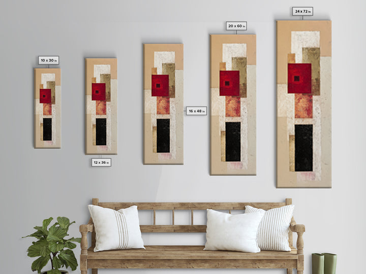 One Red Square Balanced Framed Canvas Print, Minimalist Art, Modern Decor, Living Room Decor, Fine Art, Minimal, Poster, MIN-1x3-46