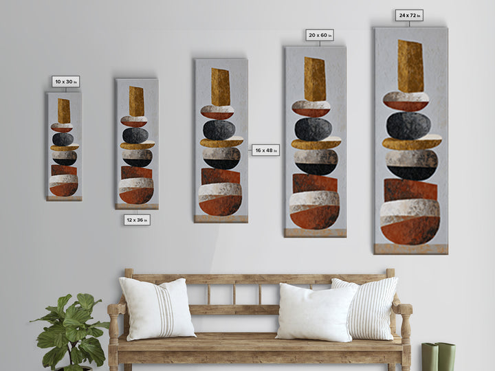 Quiet Stone Stack Framed Canvas Print, Minimalist Art, Printable Art, Living Room Decor, Abstract Art, Minimal, Neutral Decor, MIN-1x3-47