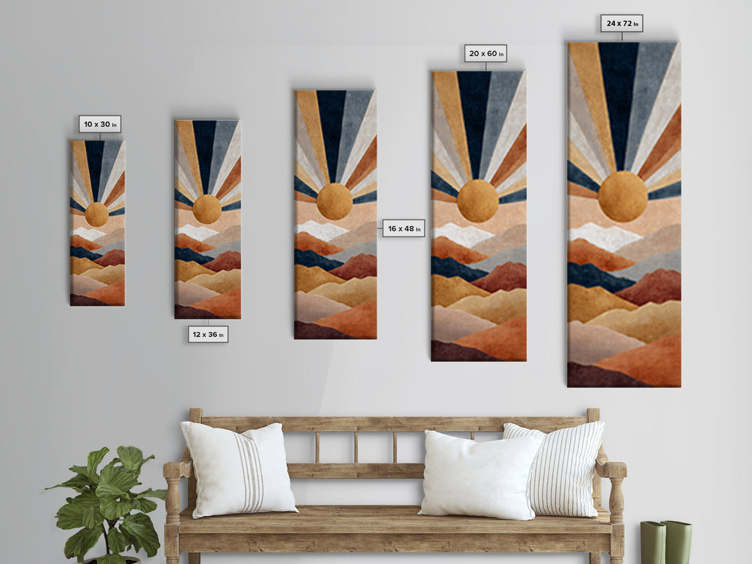 Simple Geometric Sun Canvas Print, Minimalist Art, Modern Wall Art, Living Room Decor, Fine Art, Minimal, Textured Painting, MIN-1x3-51