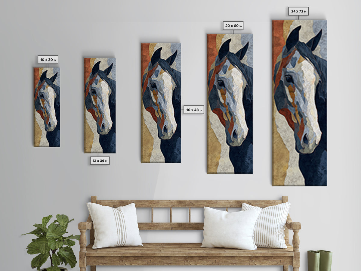 Minimal Horse Contour Framed Canvas Print, Minimalist Art, Modern Art, Living Room Decor, Oil Painting, Minimal, MIN-1x3-54