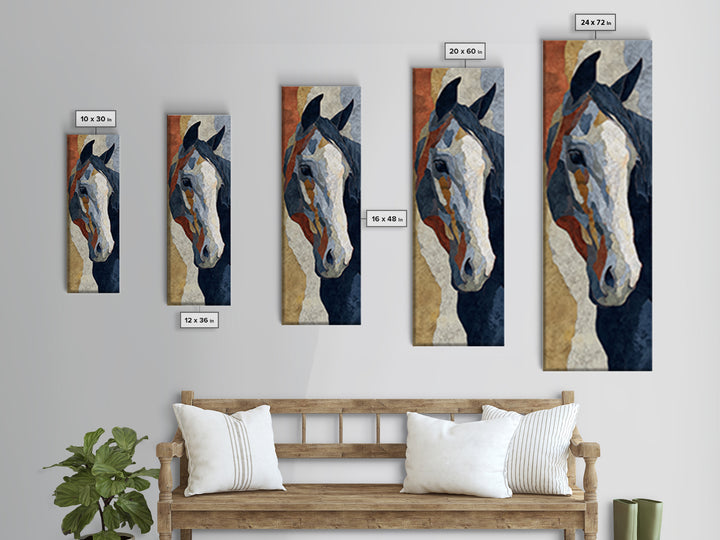 Minimal Horse Contour Framed Canvas Print, Minimalist Art, Modern Art, Living Room Decor, Oil Painting, Minimal, MIN-1x3-54