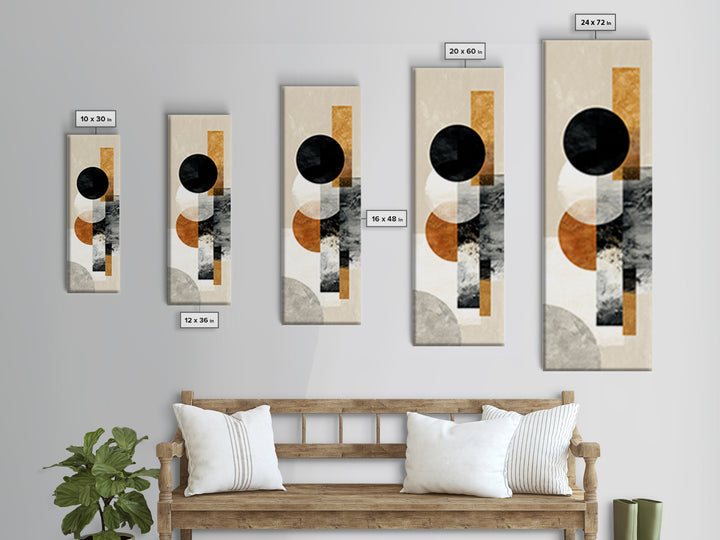 Single Black Circle on Warm Ivory Ground Framed Canvas Print, Minimalist Art, Wall Decor, Living Room Decor, Fine Art, Minimal, MIN-1x3-61