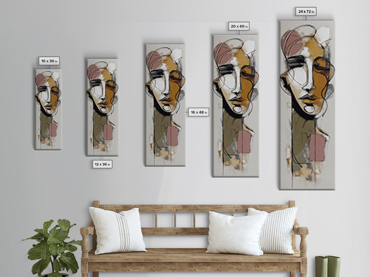 Single Continuous Line Female Face Canvas Print, Minimalist Art, Minimalist, Living Room Decor, Oil Painting, Minimal, MIN-1x3-65