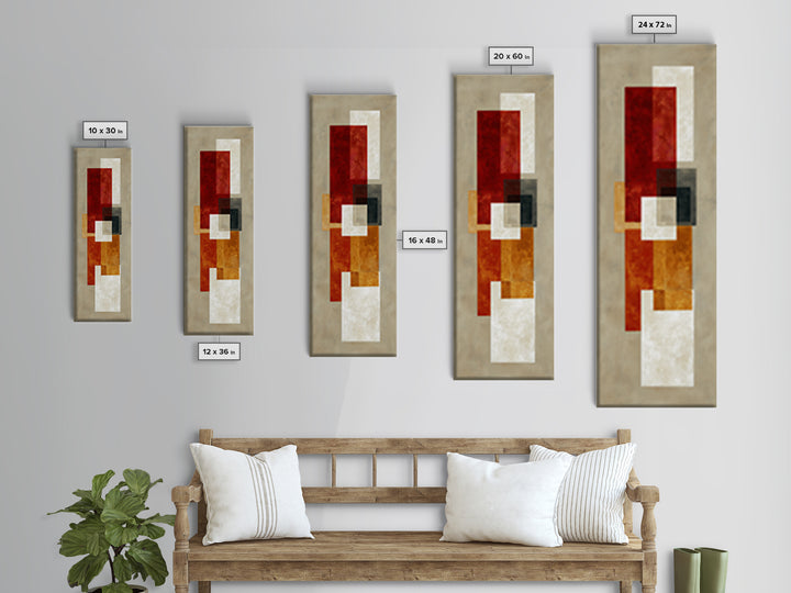 One Red Square Balanced Framed Canvas Print, Minimalist Art, Modern Decor, Living Room Decor, Fine Art, Minimal, Poster, MIN-1x3-70