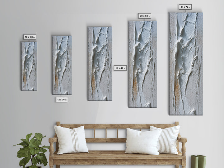 White on White Plaster Texture Study Framed Canvas Print, Minimalist Art, Abstract Wall Art, Living Room Decor, Oil Painting, MIN-1x3-76