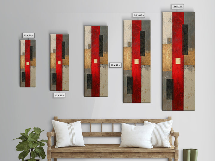 One Red Square Balanced Canvas Print, Minimalist Art, Room Decor, Living Room Decor, Fine Art, Minimal, Art Print, MIN-1x3-94