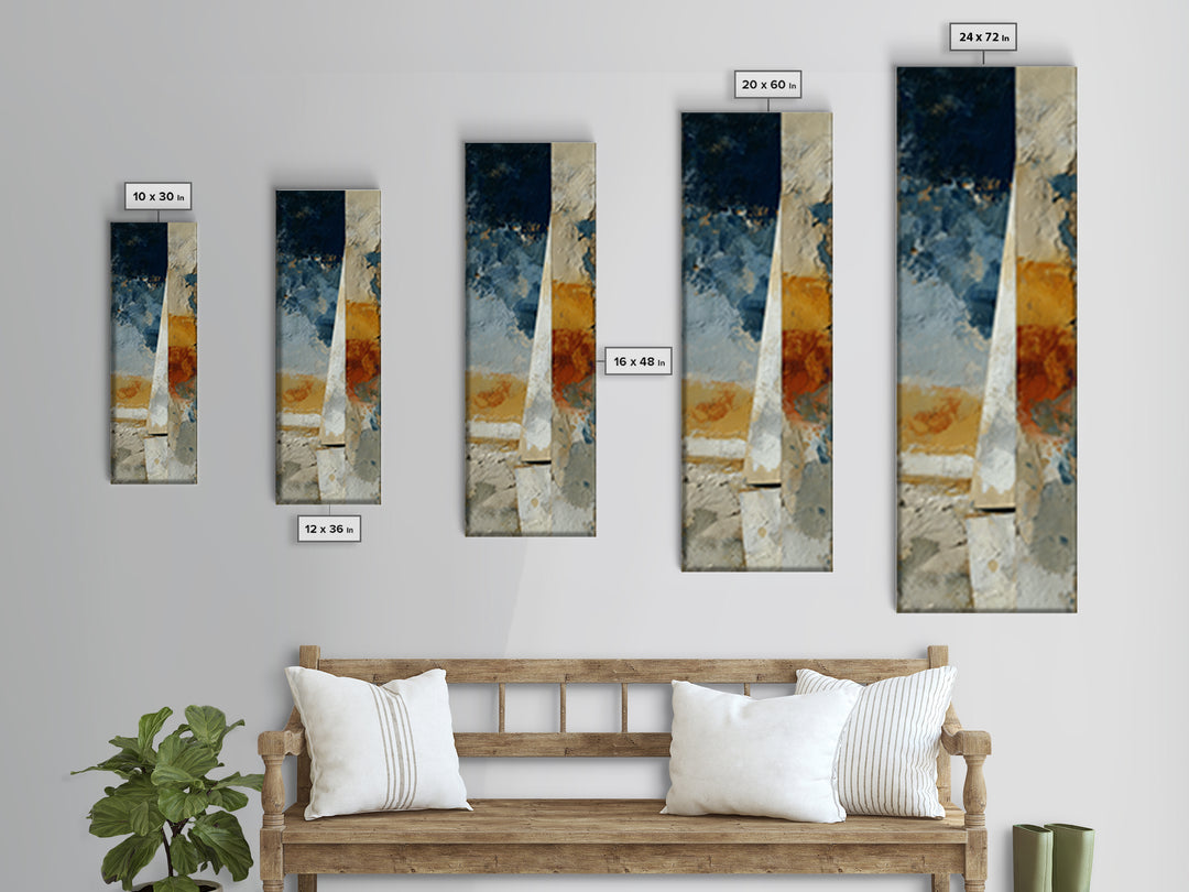 Tiny Sailboat under Open Sky Canvas Print, Minimalist Art, Textured Painting, Living Room Decor, Fine Art, Minimal, MIN-1x3-98
