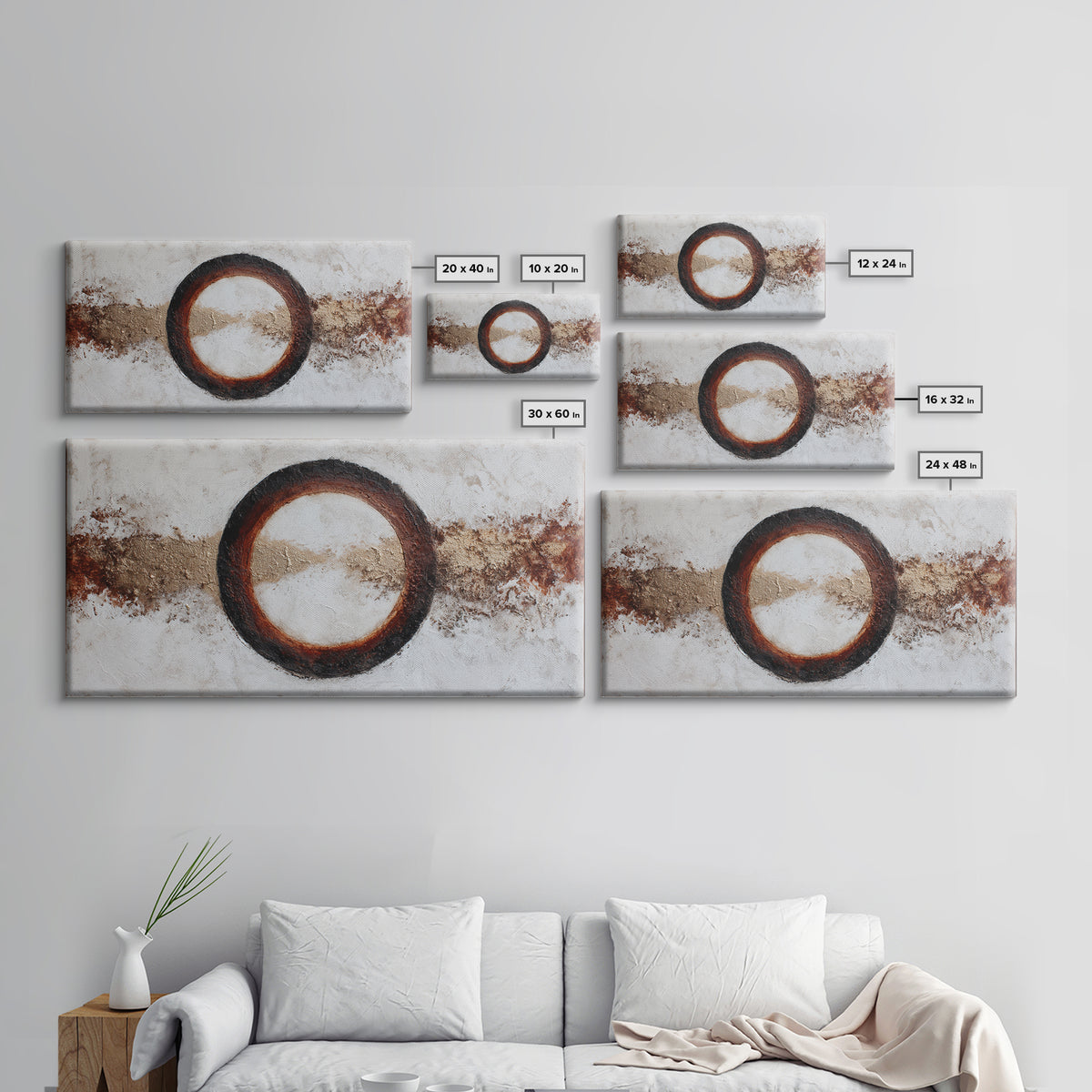 Single Brushstroke Circle Framed Canvas Print, Minimalist Art, Room Decor, Living Room Decor, Fine Art, Minimal, Art Print, MIN-2x1-18