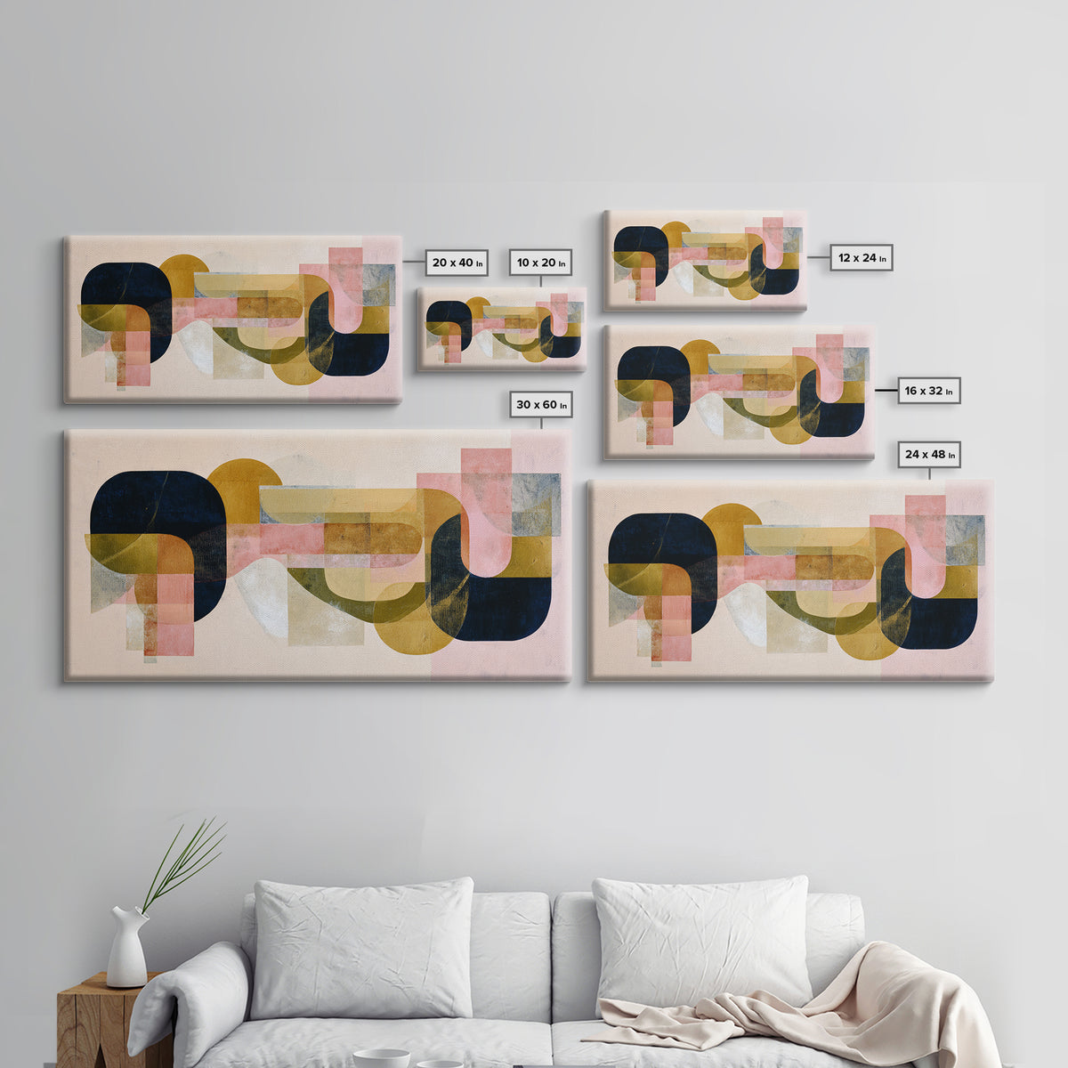 Minimal Abstract Wave Line Framed Canvas Print, Minimalist Art, Wall Decor, Living Room Decor, Abstract Art, Minimal, MIN-2x1-33