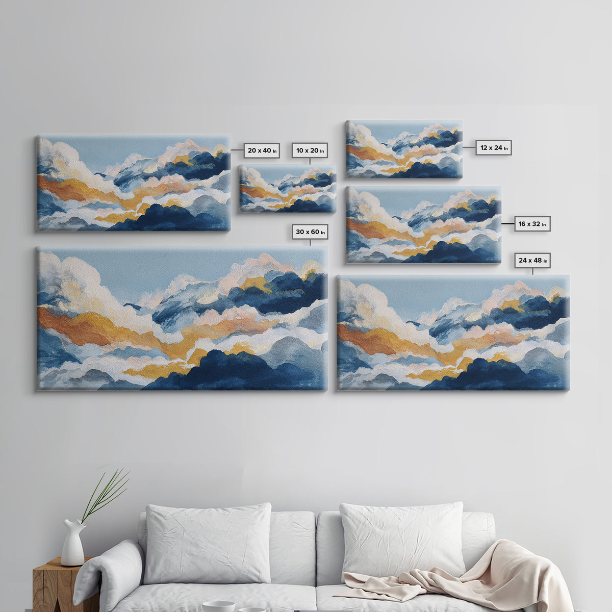 Small Cloud Study Canvas Print, Minimalist Art, Digital Prints, Living Room Decor, Minimal, Printable Art, Abstract Wall Art, MIN-2x1-41