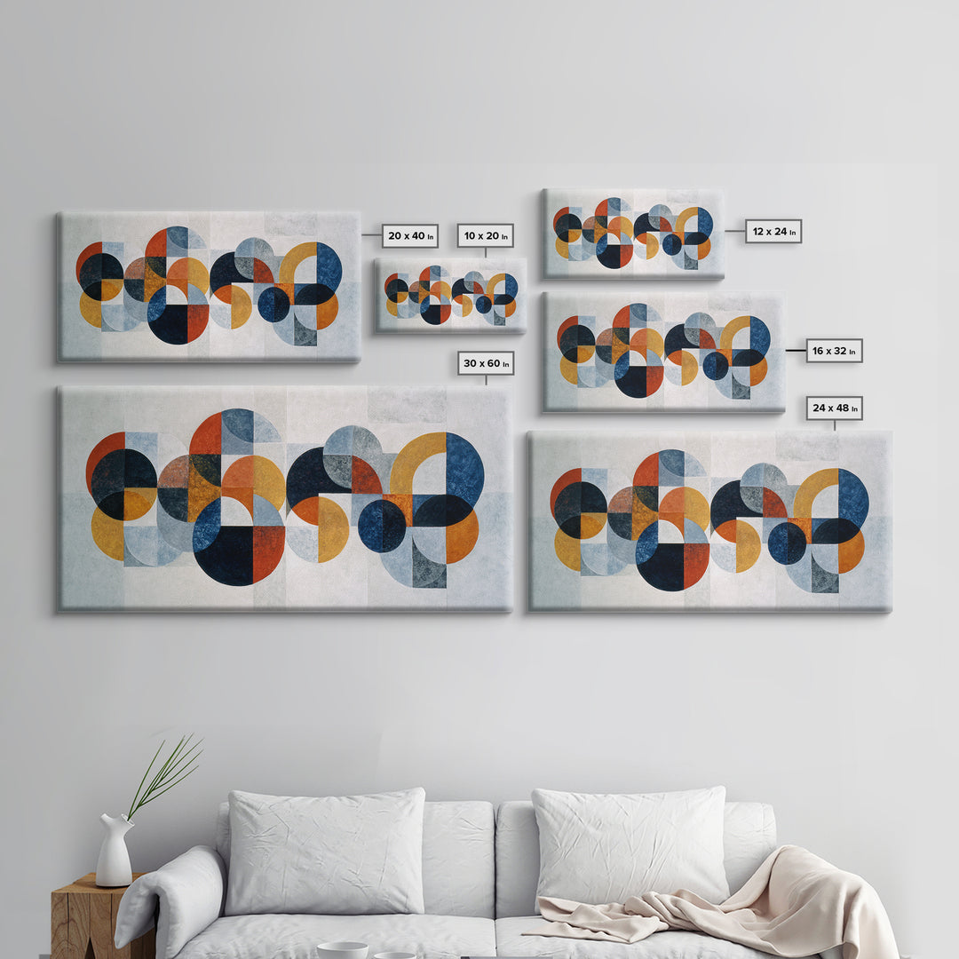 Single Black Circle on Warm Ivory Ground Framed Canvas Print, Minimalist Art, Large Wall Art, Living Room Decor, Minimal, MIN-2x1-45