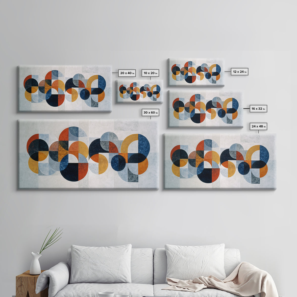 Single Black Circle on Warm Ivory Ground Framed Canvas Print, Minimalist Art, Large Wall Art, Living Room Decor, Minimal, MIN-2x1-45