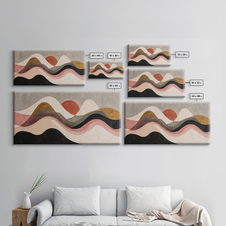 Thin Line Mountain Framed Canvas Print, Minimalist Art, Poster, Living Room Decor, Fine Art, Minimal, Boho, Canvas Tote Bag, MIN-2x1-46