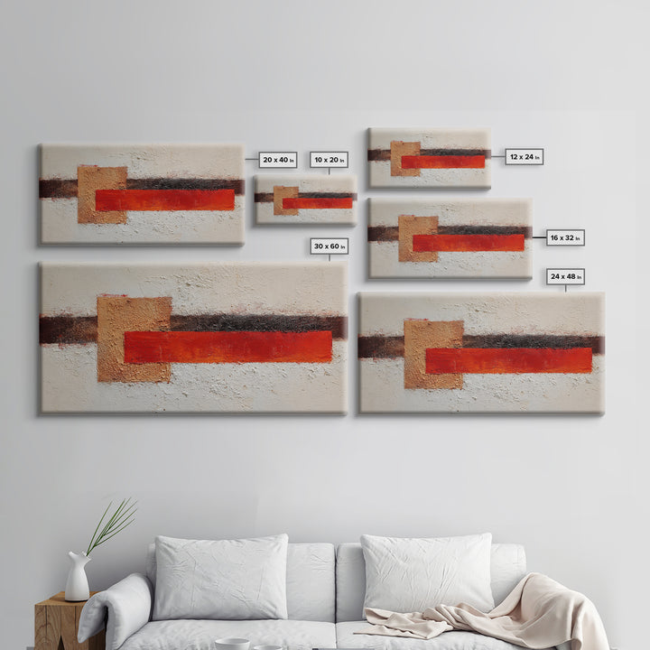 One Red Square Balanced Framed Canvas Print, Minimalist Art, Minimalist Decor, Living Room Decor, Minimal, Digital Wall Art, MIN-2x1-6