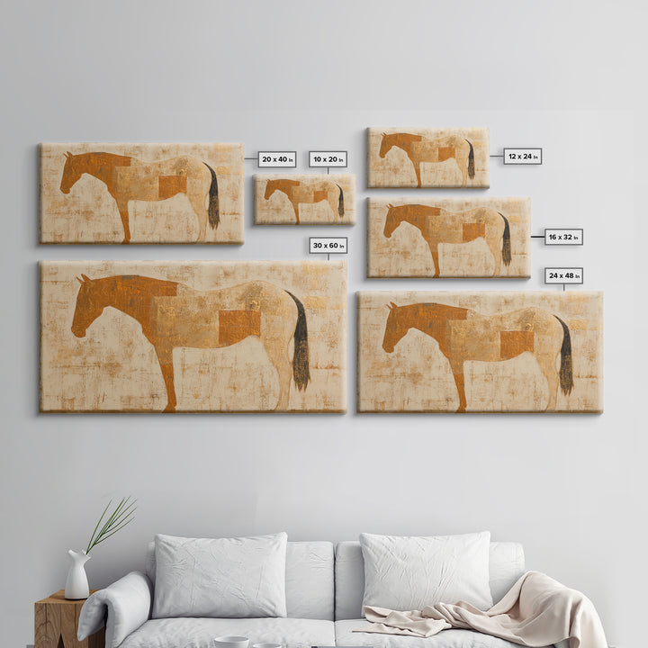 Minimal Horse Contour Canvas Print, Minimalist Art, Wall Art, Living Room Decor, Oil Painting, Minimal, Large Wall Art, MIN-2x1-62