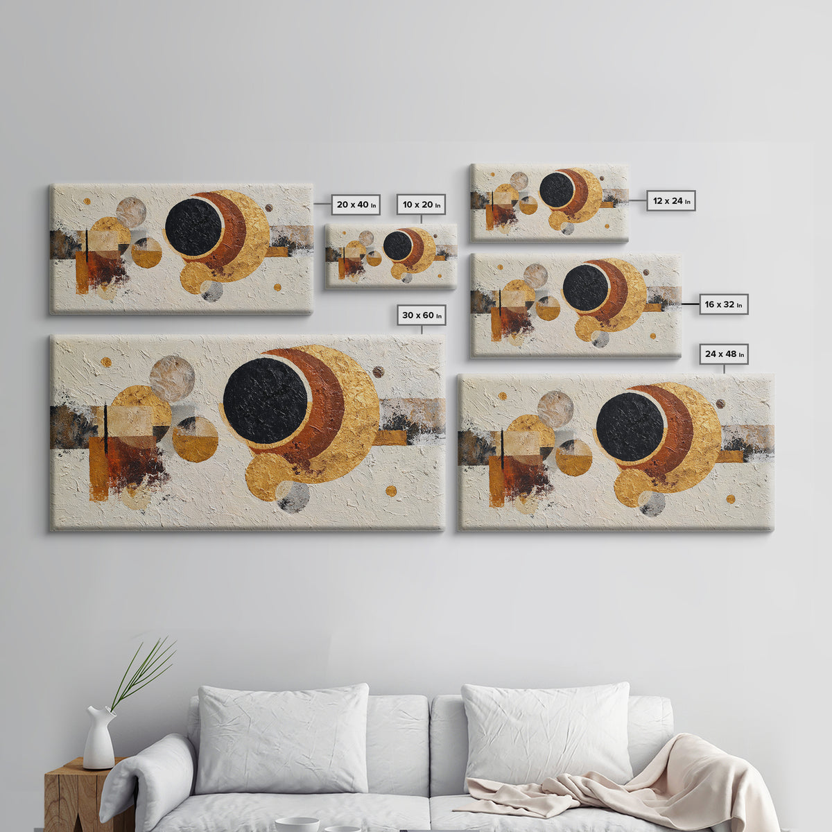 Single Black Circle on Warm Ivory Ground Canvas Print, Minimalist Art, Digital Print, Living Room Decor, Fine Art, Minimal, MIN-2x1-69