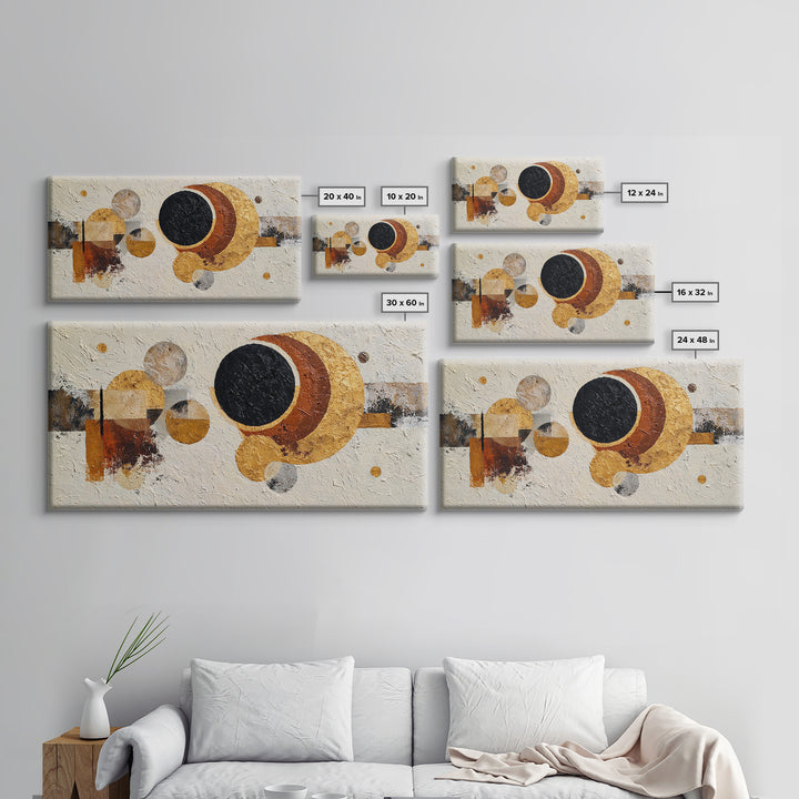 Single Black Circle on Warm Ivory Ground Canvas Print, Minimalist Art, Digital Print, Living Room Decor, Fine Art, Minimal, MIN-2x1-69