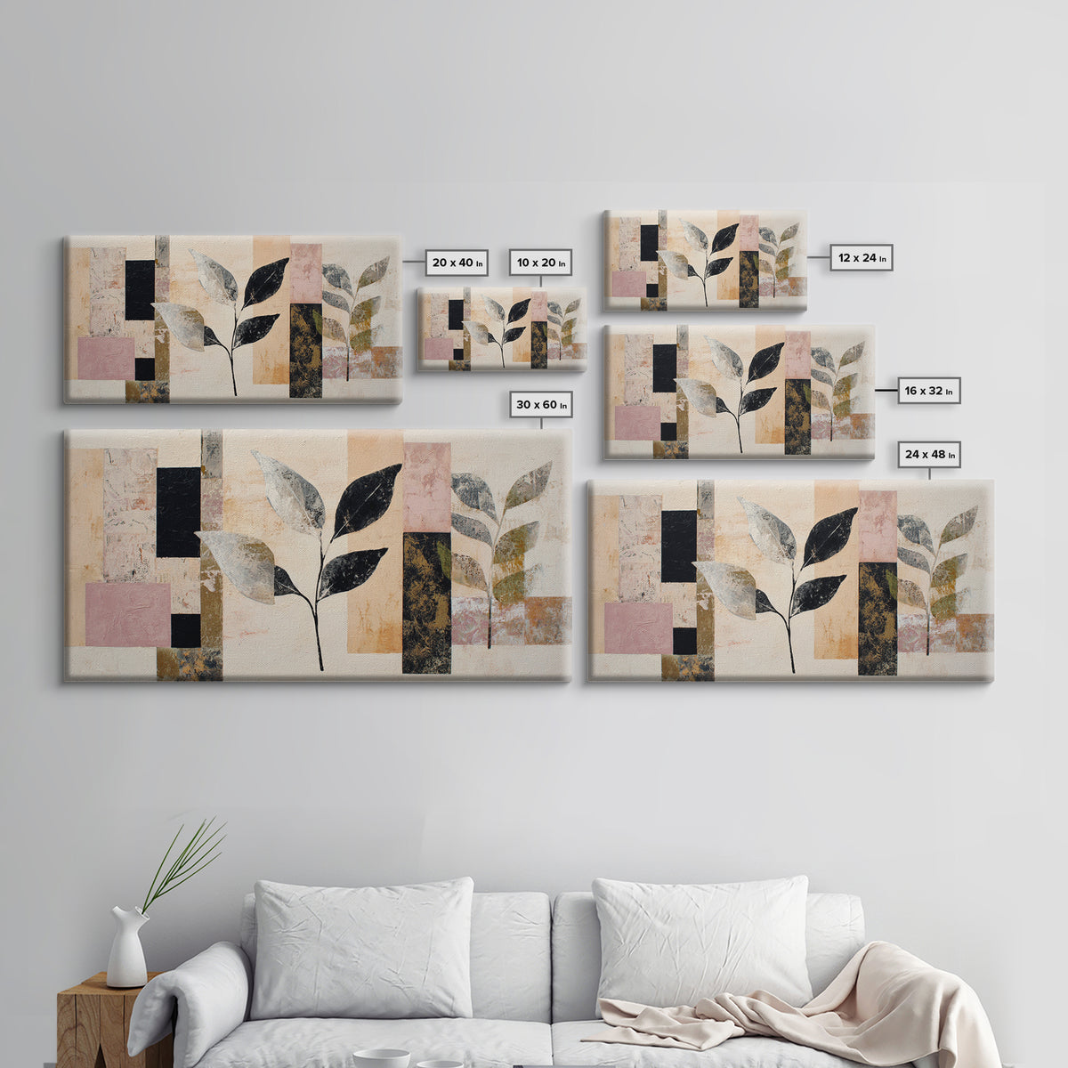 Minimal Branch Silhouette Canvas Print, Minimalist Art, Modern Wall Art, Living Room Decor, Fine Art, Minimal, MIN-2x1-71