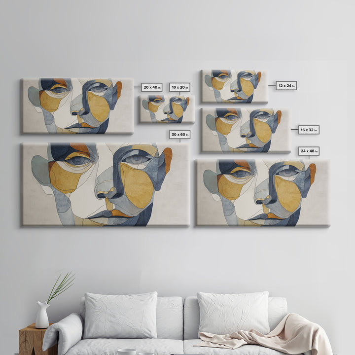 Single Continuous Line Female Face Canvas Print, Minimalist Art, Movie Poster, Living Room Decor, Minimal, Modern Wall Art, MIN-2x1-73