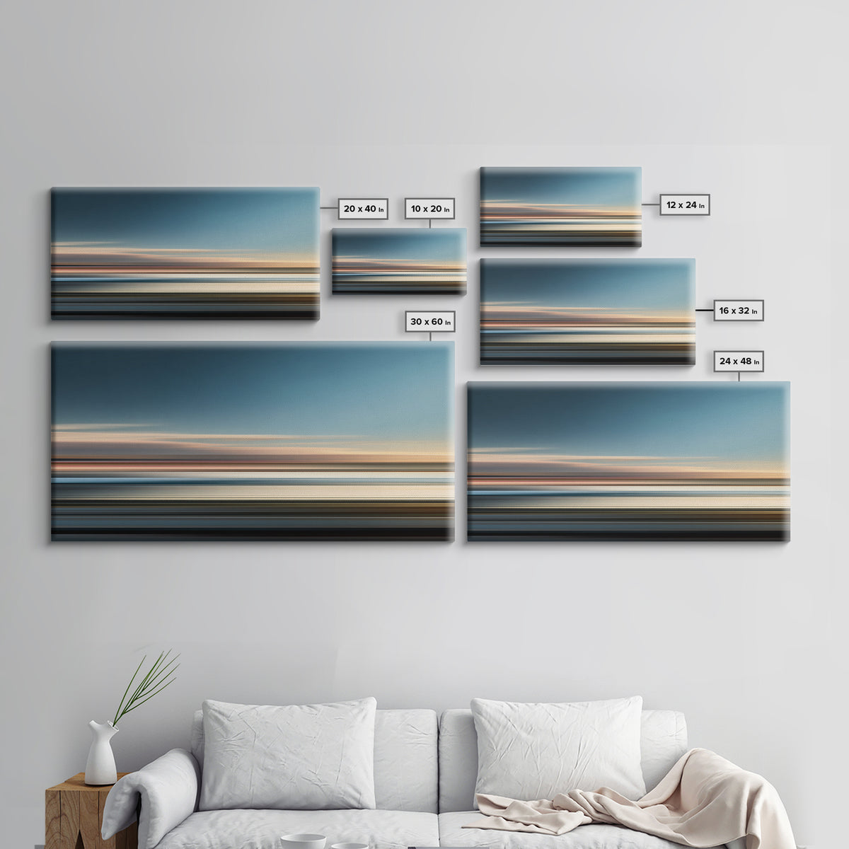 Simple Blue Horizon Canvas Print, Minimalist Art, Printable Wall Art, Living Room Decor, Fine Art, Minimal, Abstract Wall Art, MIN-2x1-74