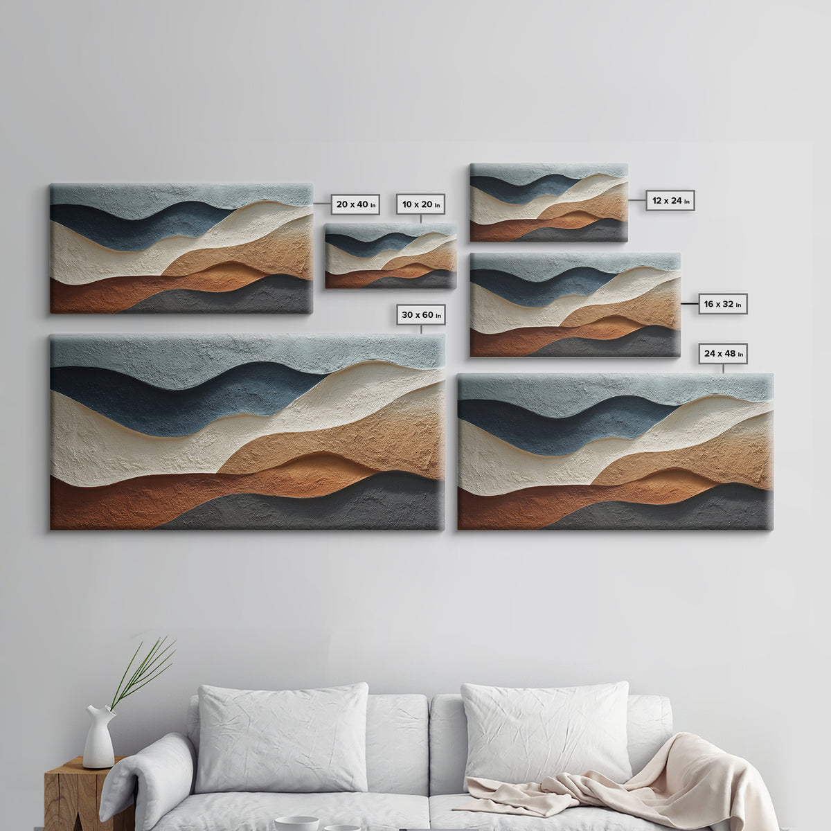 Minimal Abstract Wave Line Framed Canvas Print, Minimalist Art, Canvas Tote Bag, Living Room Decor, Abstract Art, Minimal, MIN-2x1-81
