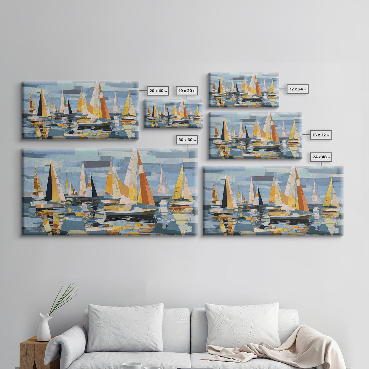 Tiny Sailboat under Open Sky Canvas Print, Minimalist Art, Minimalist, Living Room Decor, Fine Art, Minimal, Black Art, MIN-2x1-82