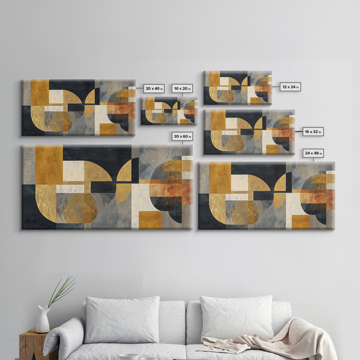 Single Gold Line Curve on Charcoal Framed Canvas Print, Minimalist Art, Abstract Art, Living Room Decor, Fine Art, Minimal, MIN-2x1-85