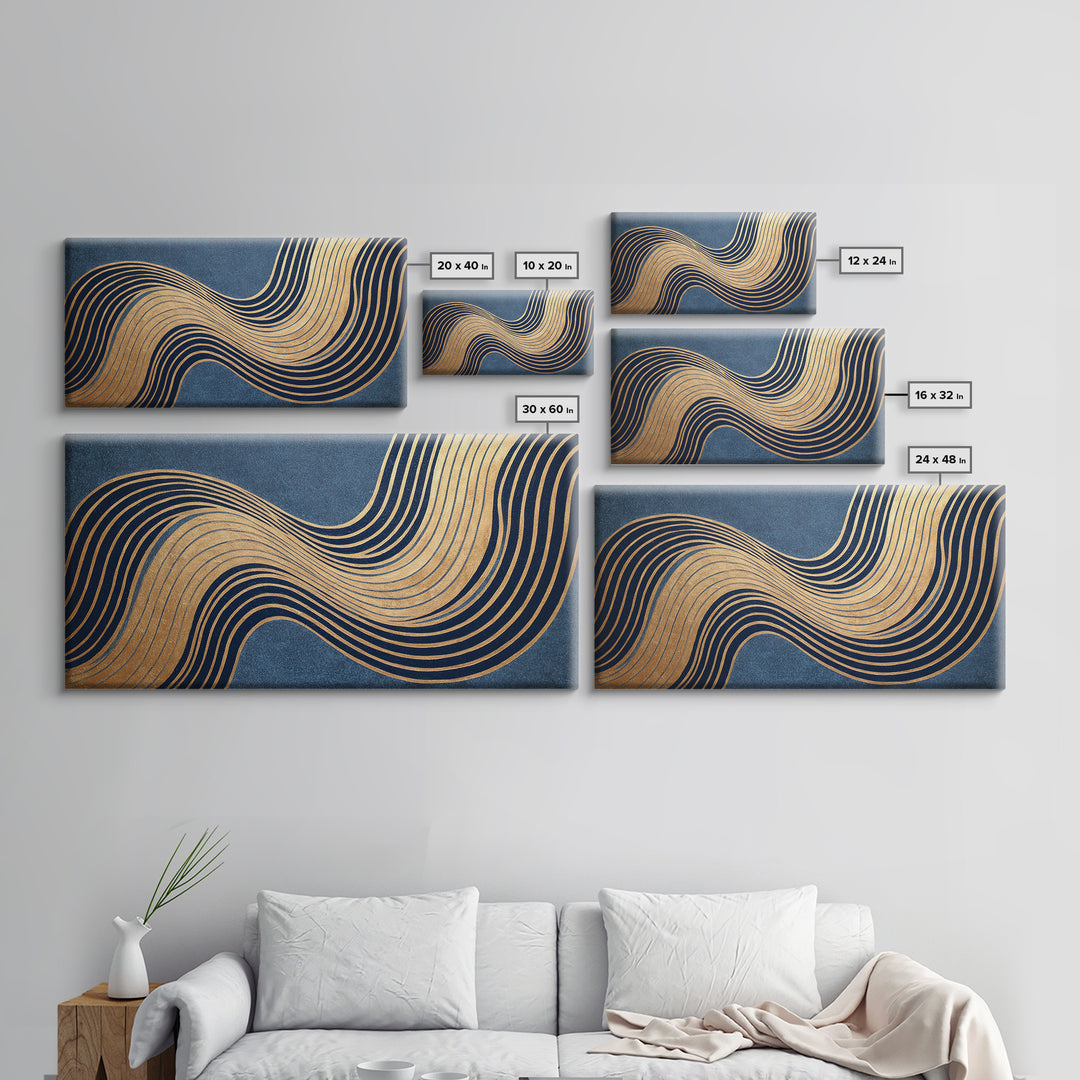 Minimal Abstract Wave Line Framed Canvas Print, Minimalist Art, Wall Decor, Living Room Decor, Abstract Art, Minimal, MIN-2x1-9