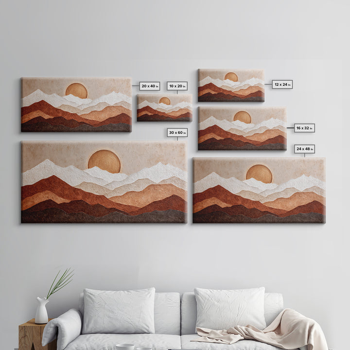 Thin Line Mountain Canvas Print, Minimalist Art, Art Print, Living Room Decor, Oil Painting, Minimal, Abstract Wall Art, MIN-2x1-94