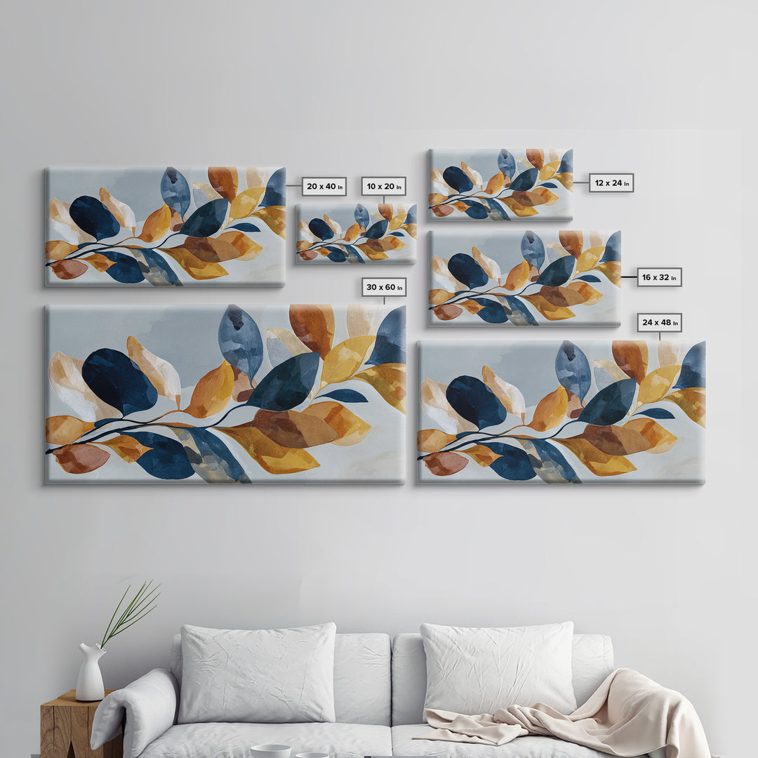 Minimal Branch Silhouette Framed Canvas Print, Minimalist Art, Neutral Decor, Living Room Decor, Oil Painting, Minimal, MIN-2x1-95