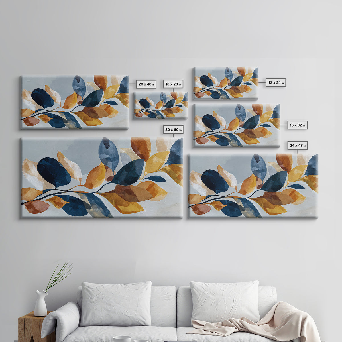 Minimal Branch Silhouette Framed Canvas Print, Minimalist Art, Neutral Decor, Living Room Decor, Oil Painting, Minimal, MIN-2x1-95