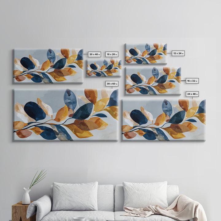 Minimal Branch Silhouette Framed Canvas Print, Minimalist Art, Neutral Decor, Living Room Decor, Oil Painting, Minimal, MIN-2x1-95