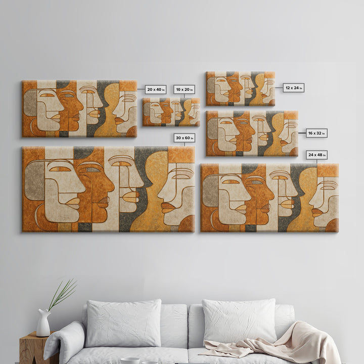 Single Continuous Line Female Face Framed Canvas Print, Minimalist Art, Printable Art, Living Room Decor, Oil Painting, Minimal, MIN-2x1-97